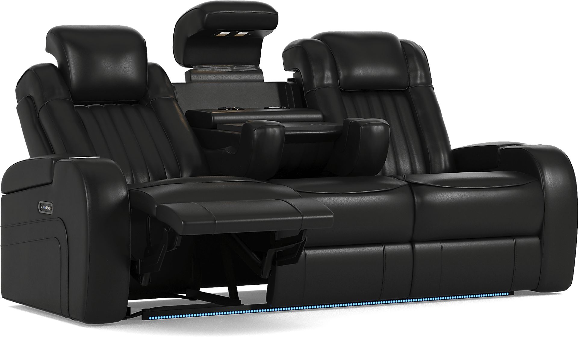 Cenova Black Leather Dual Power Reclining Sofa - Image 6