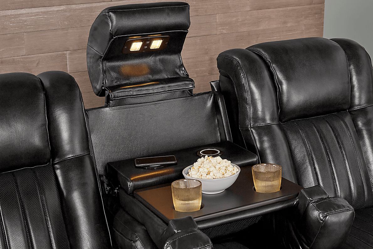 Cenova Black Leather 3 Pc Dual Power Reclining Living Room Rooms To Go