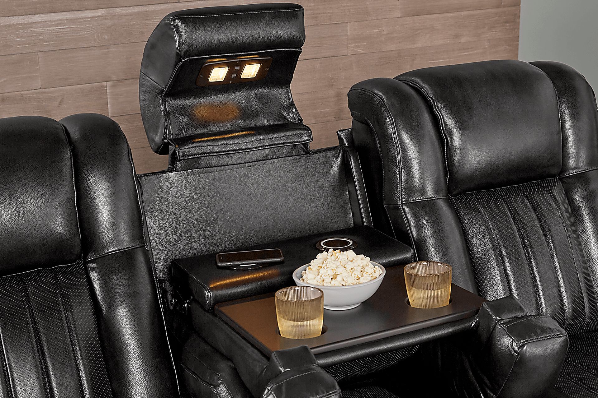 Cenova Black Leather Dual Power Reclining Sofa - Image 8
