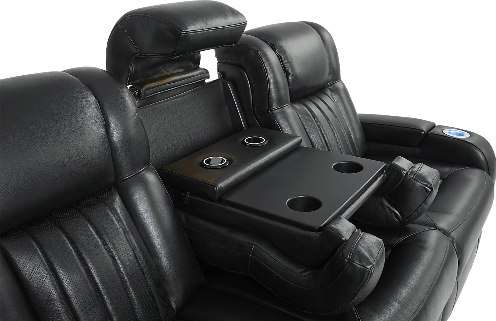 Cenova Black Leather Dual Power Reclining Sofa - Image 11