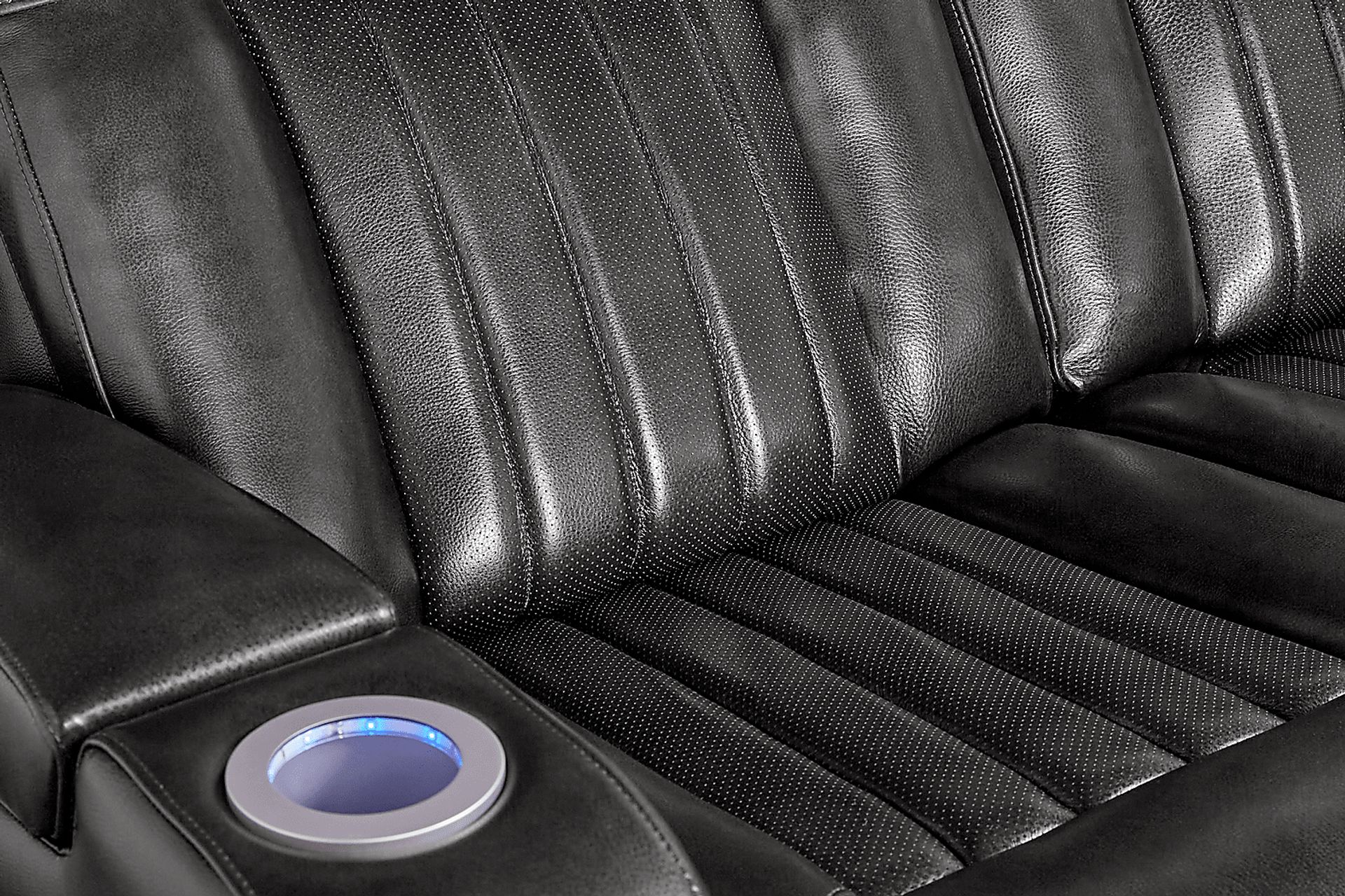 Cenova Black Leather 7 Pc Living Room with Dual Power Reclining Sofa - Image 17