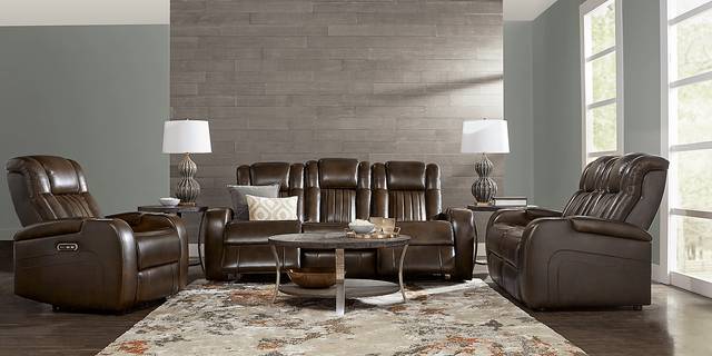 Cenova Brown Leather Dual Power Reclining Sofa - Thumbnail - Image 3