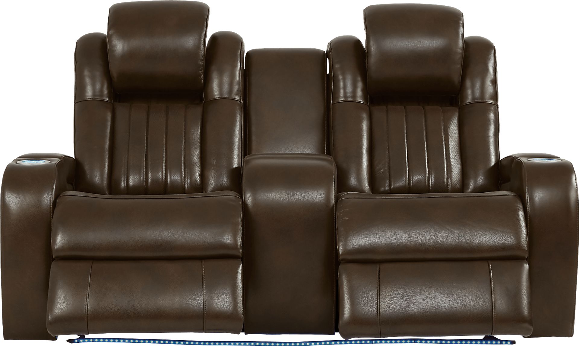 Cenova Brown Leather Dual Power Reclining Console Loveseat - Image 2
