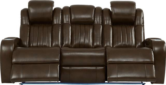 Cenova Brown Leather 3 Pc Living Room with Dual Reclining Sofa - Thumbnail - Image 4