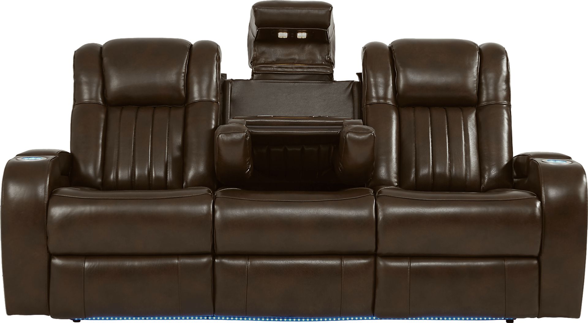 Cenova Brown Leather 3 Pc Living Room with Dual Reclining Sofa - Image 5