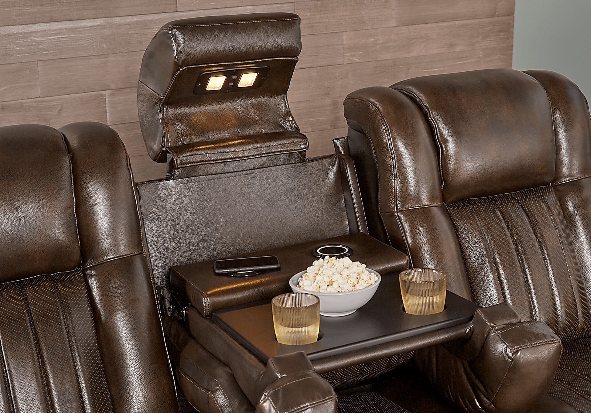Cenova Brown Leather 3 Pc Living Room with Dual Reclining Sofa - Image 6