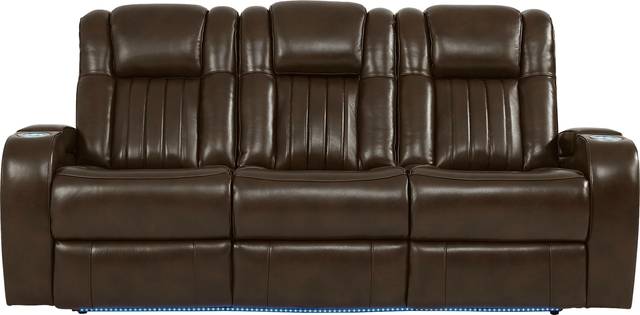 Cenova Brown Leather 3 Pc Living Room with Dual Reclining Sofa - Thumbnail - Image 3