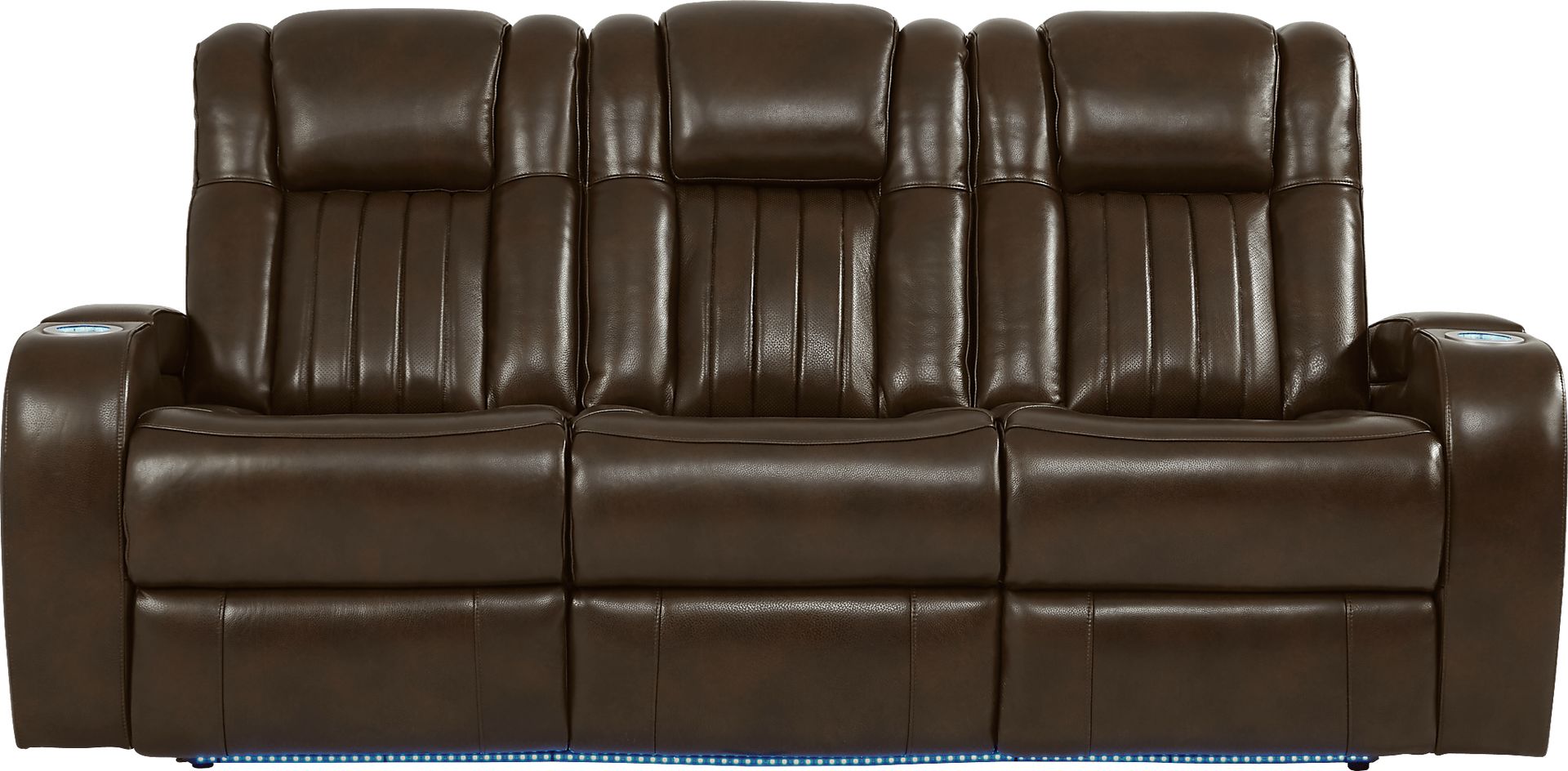 Cenova Brown Leather 3 Pc Living Room with Dual Reclining Sofa - Image 3