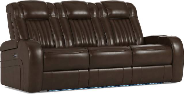 Cenova Brown Leather Dual Power Reclining Sofa - Thumbnail - Image 4