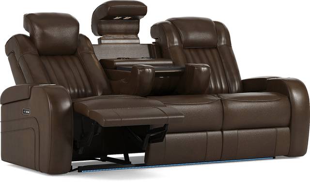 Cenova Brown Leather 3 Pc Living Room with Dual Reclining Sofa - Thumbnail - Image 7