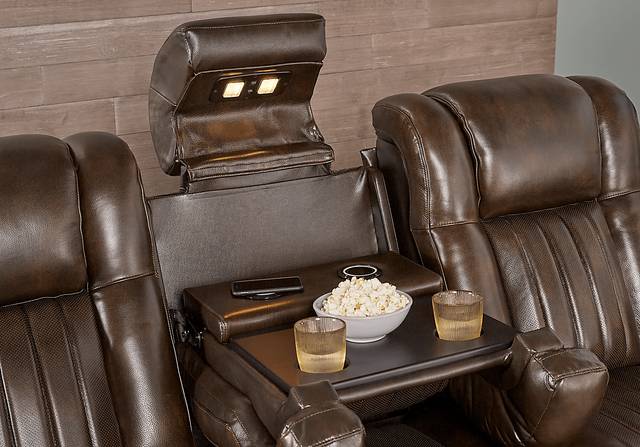 Cenova Brown Leather 3 Pc Living Room with Dual Reclining Sofa - Thumbnail - Image 10