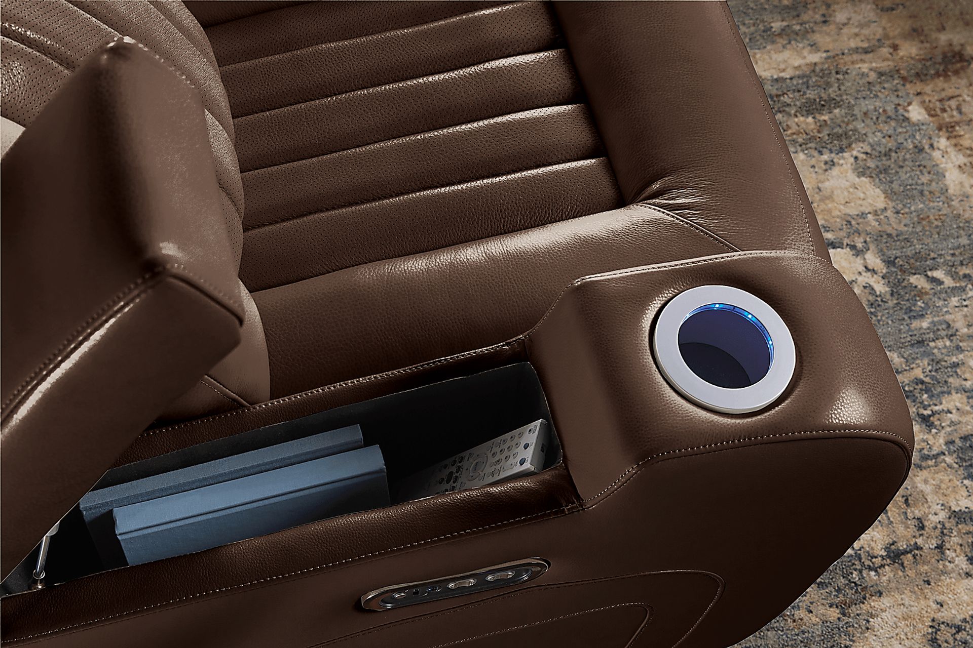 Cenova Brown Leather Dual Power Reclining Sofa - Image 11