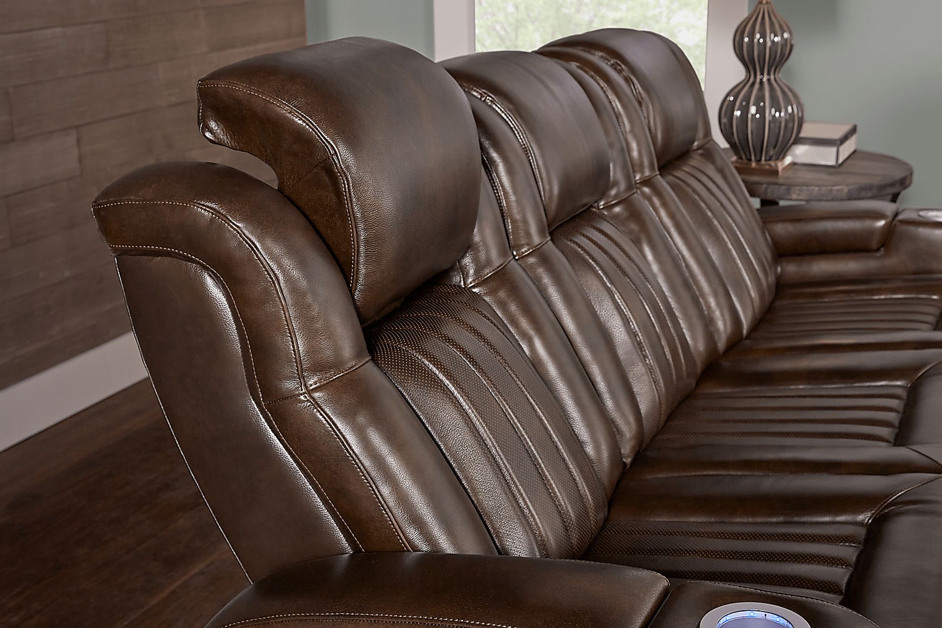 Cenova Brown Leather Dual Power Reclining Sofa - Image 12