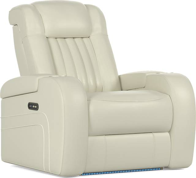Cenova Ivory Leather Dual Power Recliner - Thumbnail - Image 2