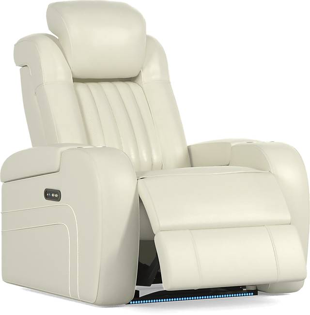 Cenova Ivory Leather Dual Power Recliner - Thumbnail - Image 3