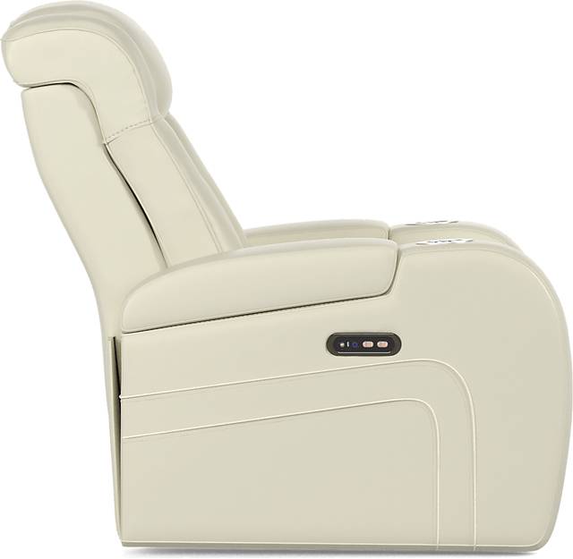 Cenova Ivory Leather Dual Power Recliner - Thumbnail - Image 4