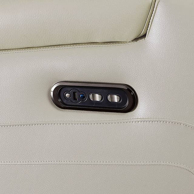 Cenova Ivory Leather Dual Power Recliner - Thumbnail - Image 6