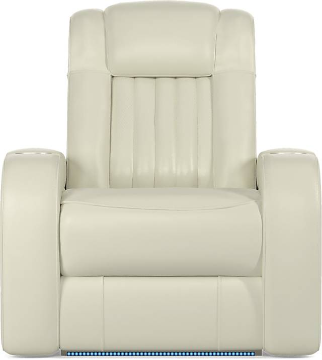 Cenova Ivory Leather Dual Power Recliner - Thumbnail - Image 1