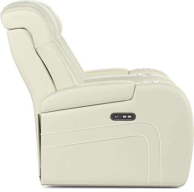 Cenova Ivory Leather Dual Power Reclining Console Loveseat - Thumbnail - Image 3
