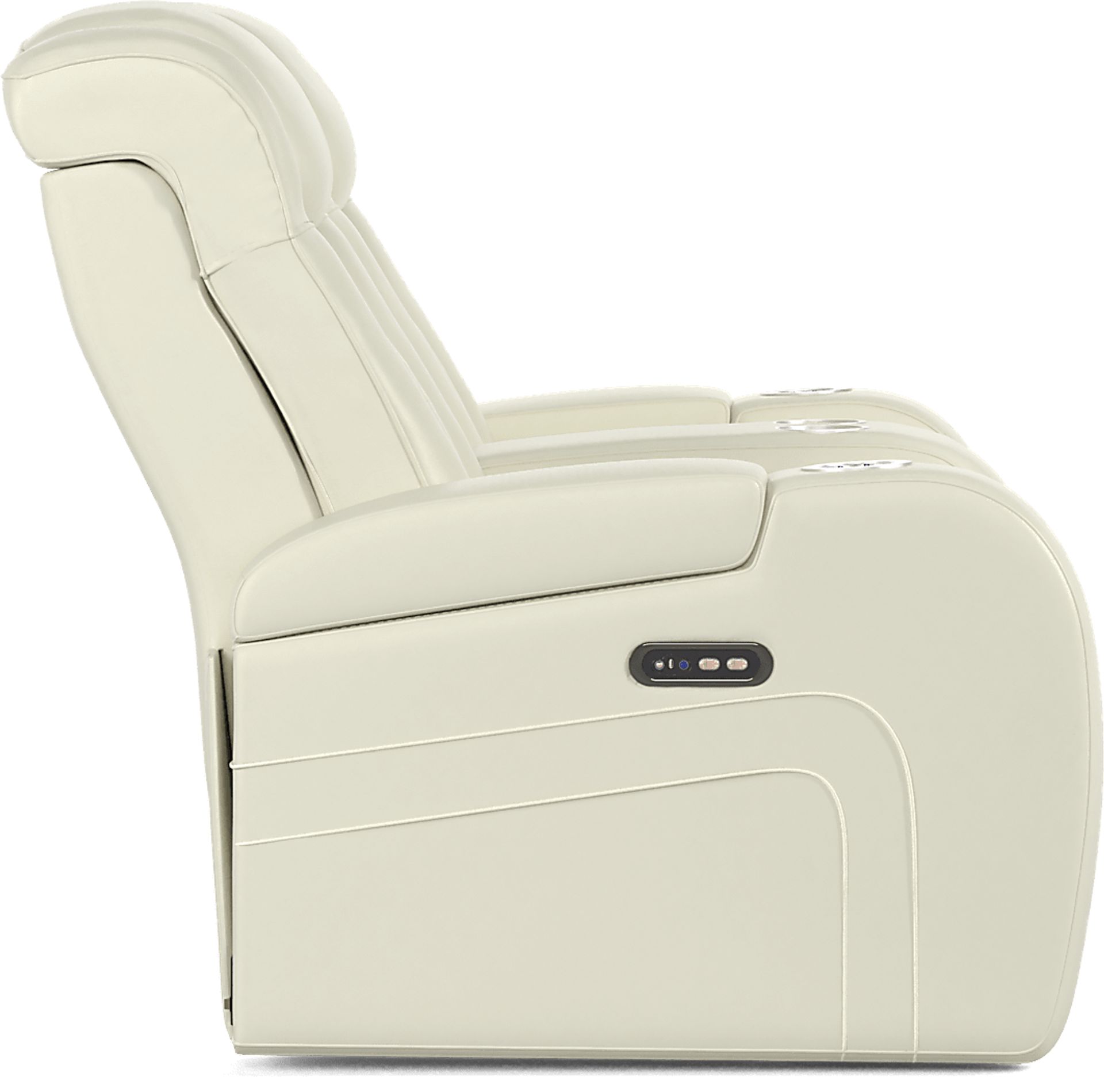 Cenova Ivory Leather Dual Power Reclining Console Loveseat - Image 3