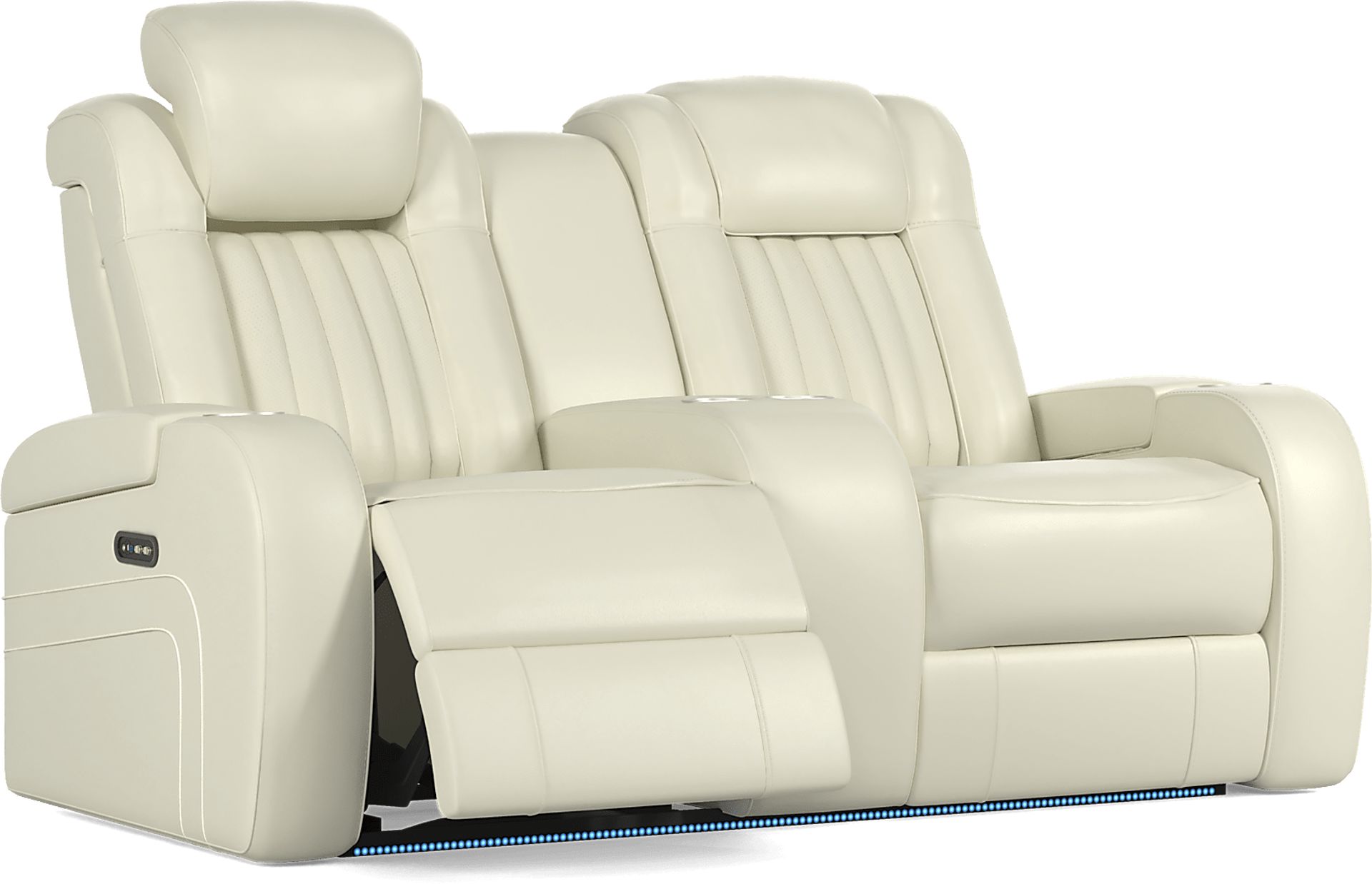 Cenova Ivory Leather 3 Pc Dual Power Reclining Living Room - Image 17
