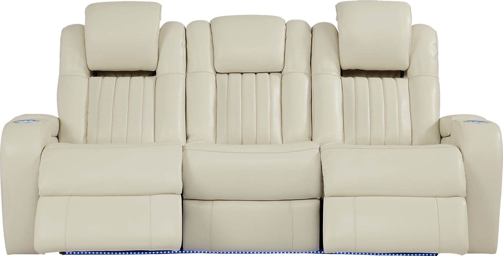 Cenova Ivory Leather 3 Pc Living Room with Dual Power Reclining Sofa - Image 4