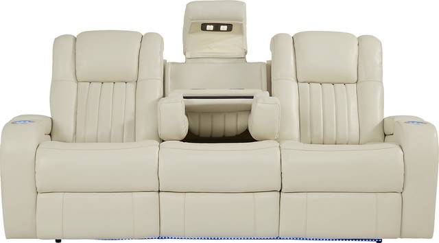 Cenova Ivory Leather 3 Pc Living Room with Dual Power Reclining Sofa - Thumbnail - Image 5
