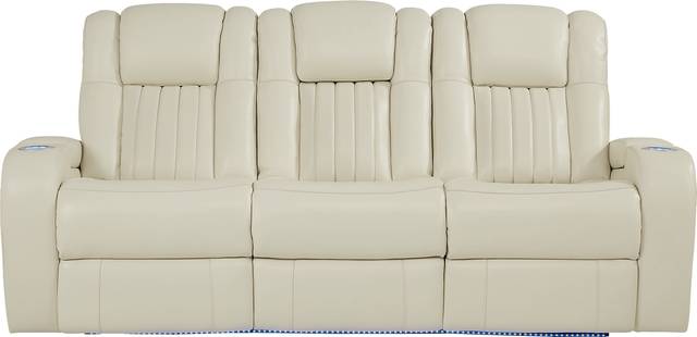 Cenova Ivory Leather 3 Pc Living Room with Dual Power Reclining Sofa - Thumbnail - Image 3