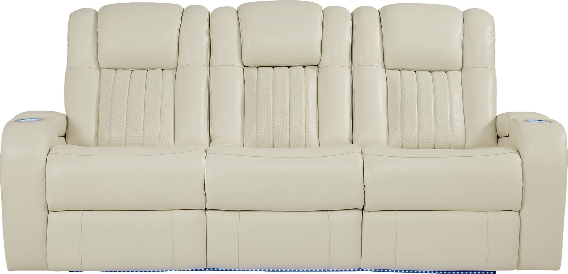 Cenova Ivory Leather 3 Pc Living Room with Dual Power Reclining Sofa - Image 3