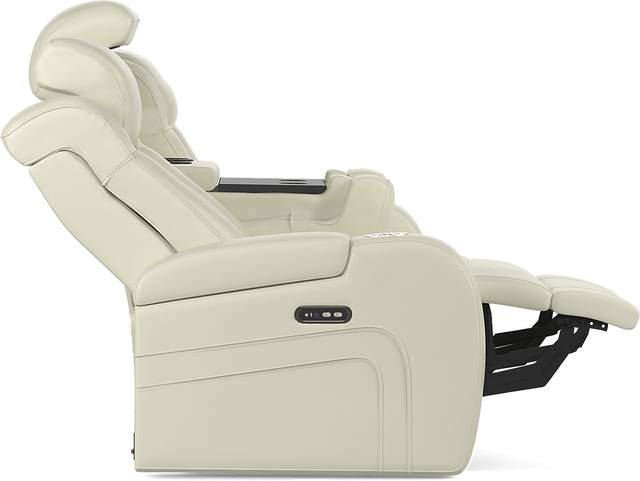 Cenova Ivory Leather Dual Power Reclining Sofa - Thumbnail - Image 4