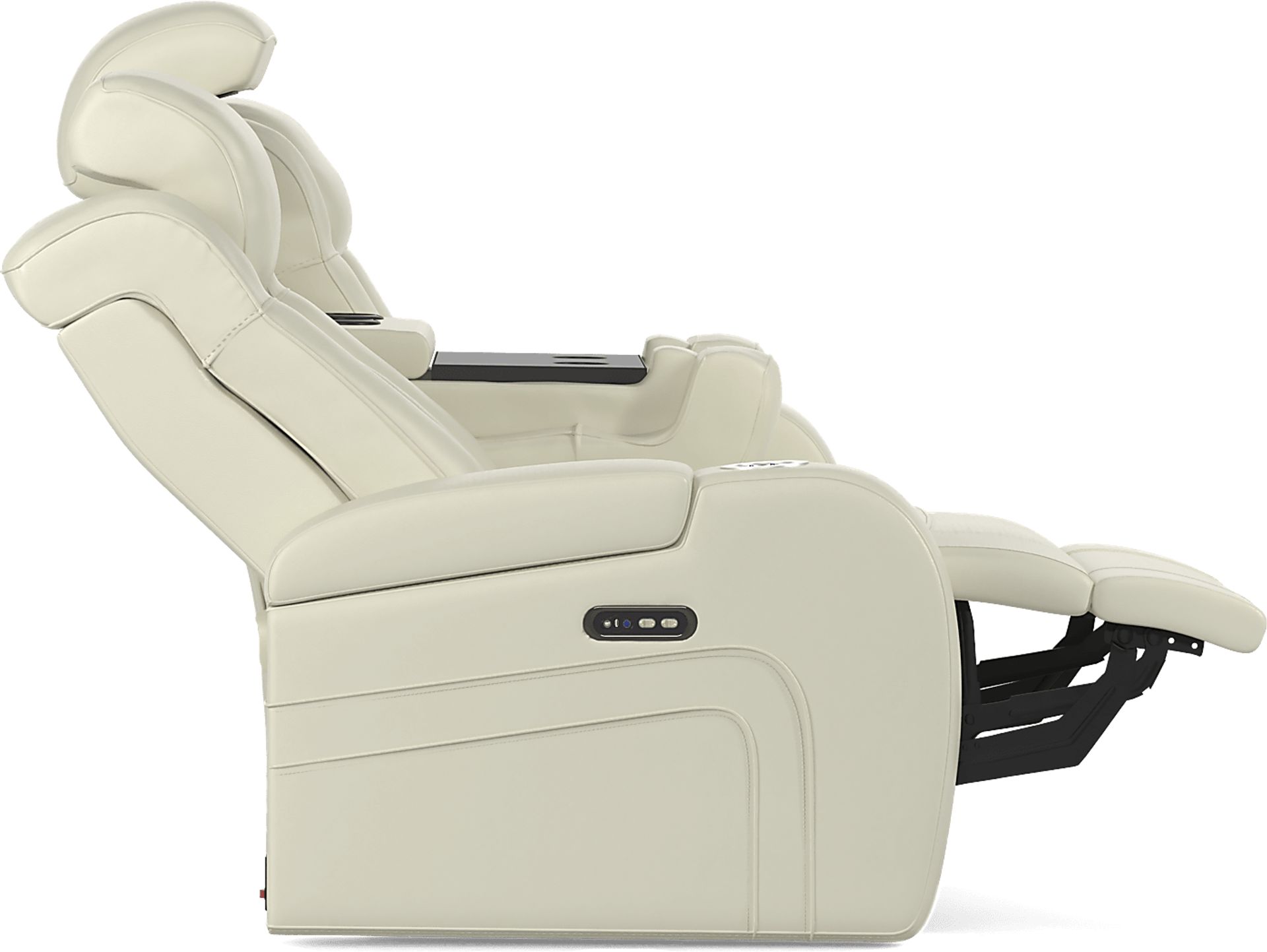 Cenova Ivory Leather 7 Pc Living Room with Dual Power Reclining Sofa - Image 6