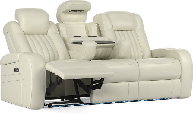 Cenova Ivory Leather 2 Pc Dual Power Reclining Living Room - Thumbnail - Image 6