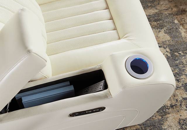 Cenova Ivory Leather 2 Pc Dual Power Reclining Living Room - Thumbnail - Image 9