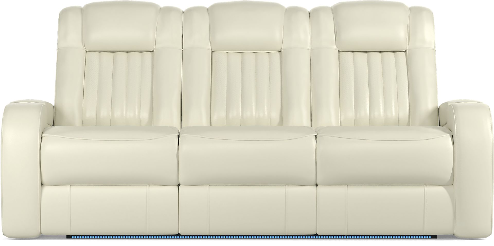 Cenova Ivory Leather 7 Pc Living Room with Dual Power Reclining Sofa - Image 3