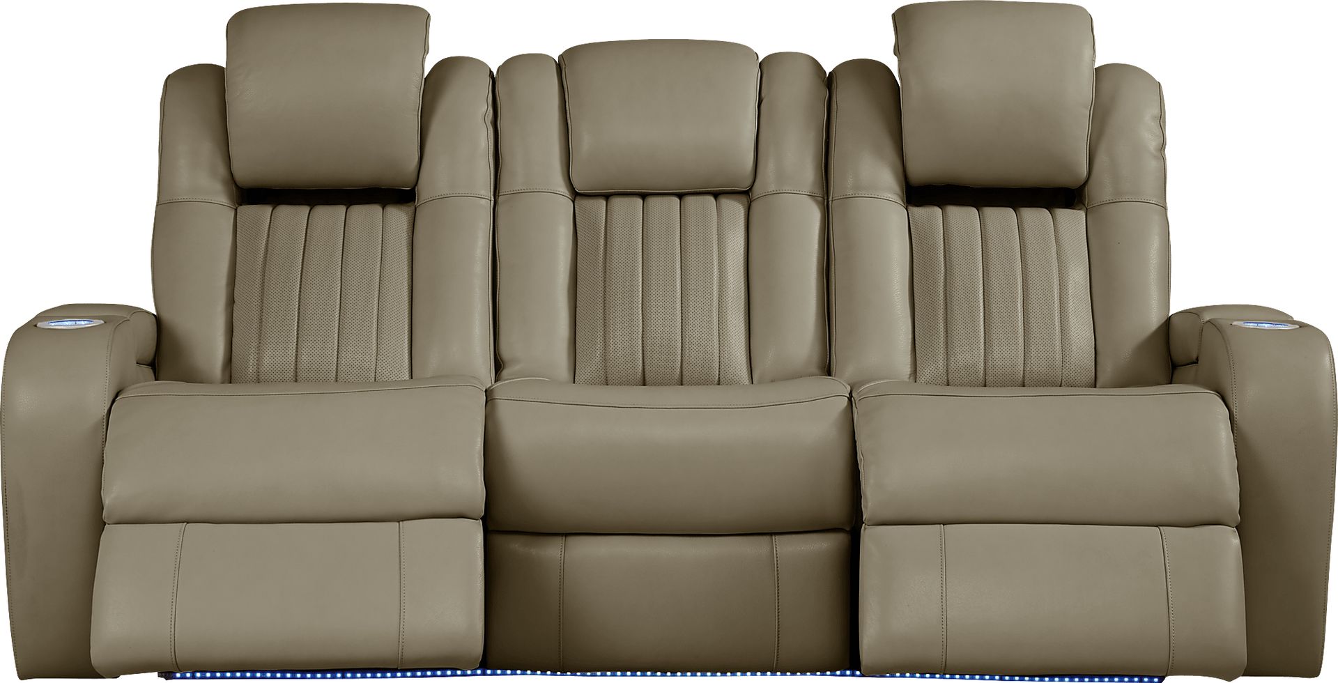 Cenova Taupe Leather 3 Pc Living Room with Dual Power Reclining Sofa - Image 4