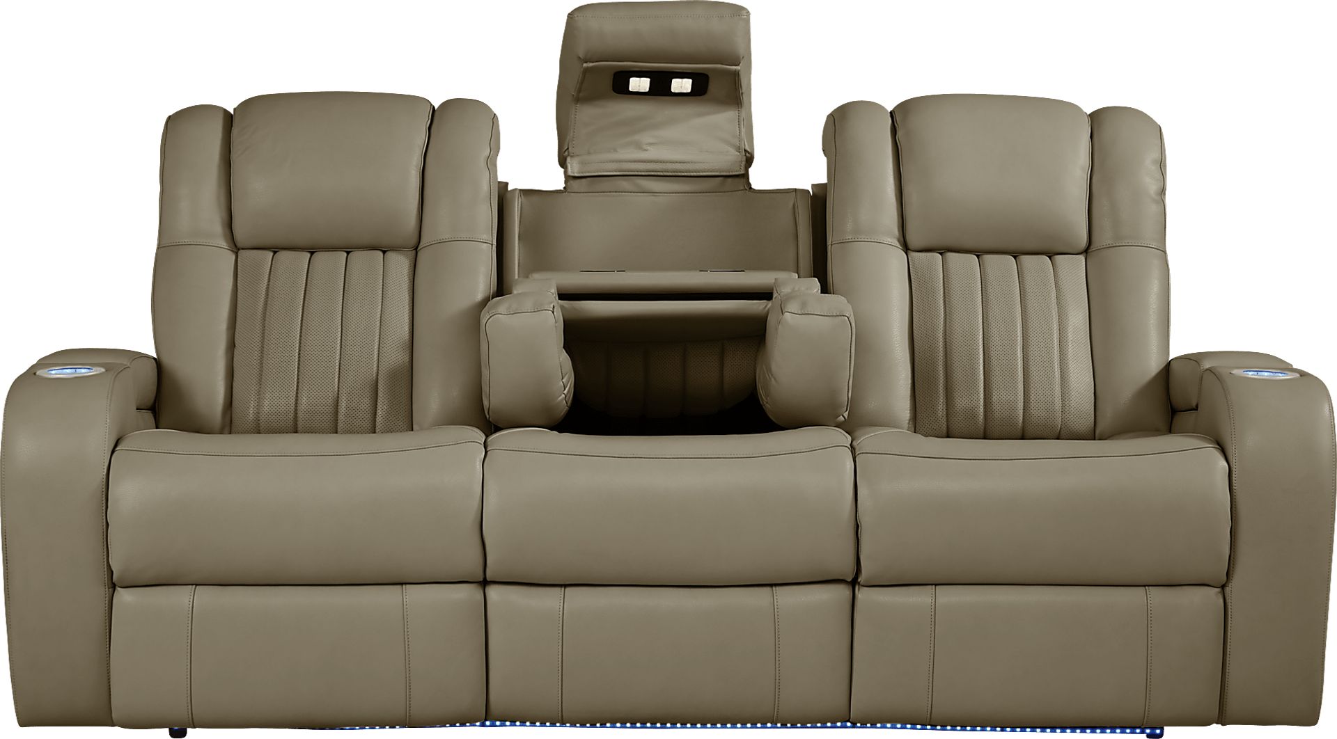 Cenova Taupe Leather 3 Pc Living Room with Dual Power Reclining Sofa - Image 5