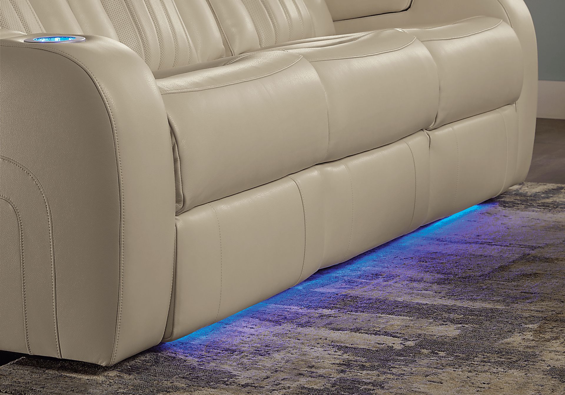 Cenova Taupe Leather 3 Pc Living Room with Dual Power Reclining Sofa - Image 8