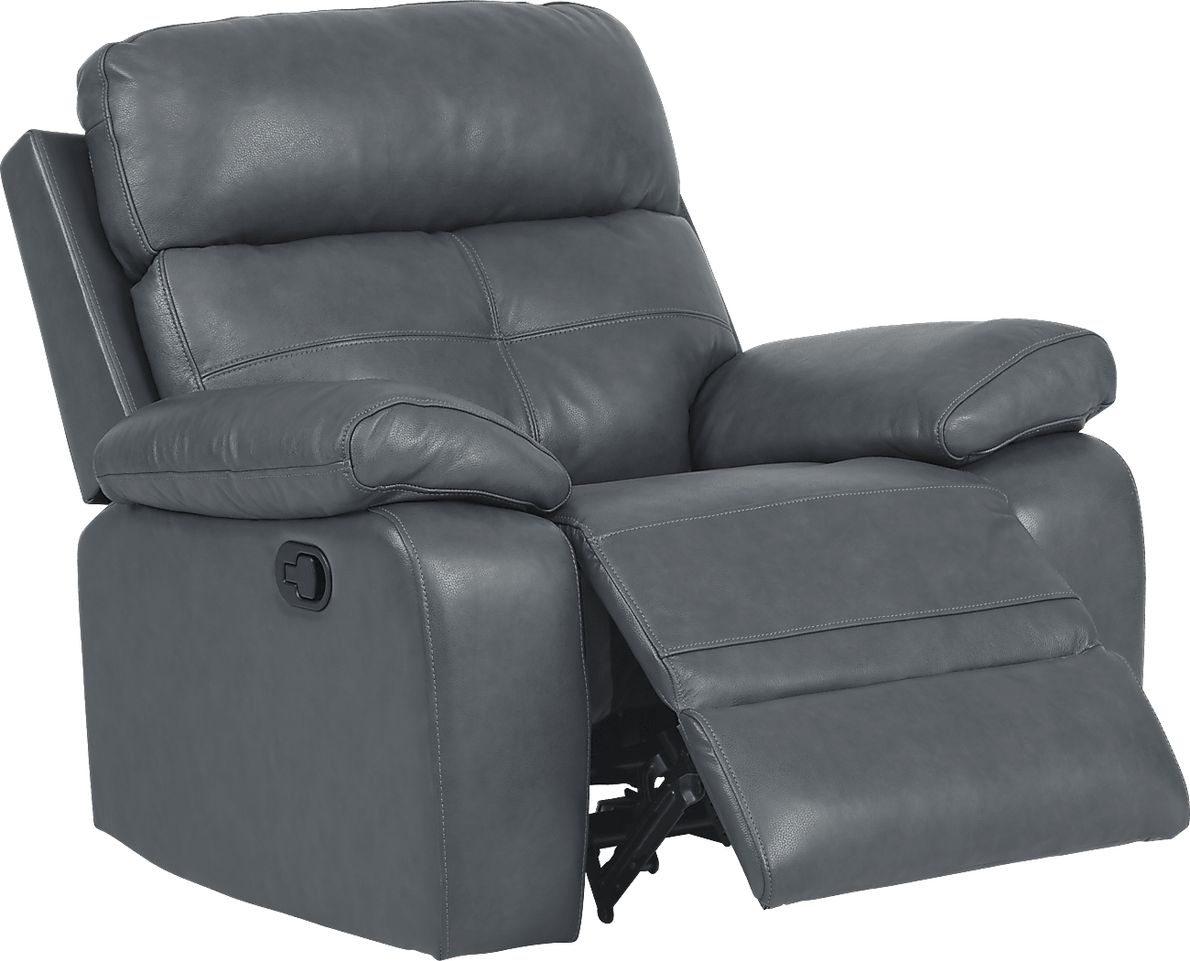 Cepano Blue Leather 2 Pc Living Room with Reclining Sofa Rooms To Go