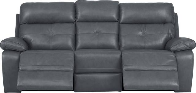 Cepano Blue Leather Reclining Sofa - Thumbnail - Image 2