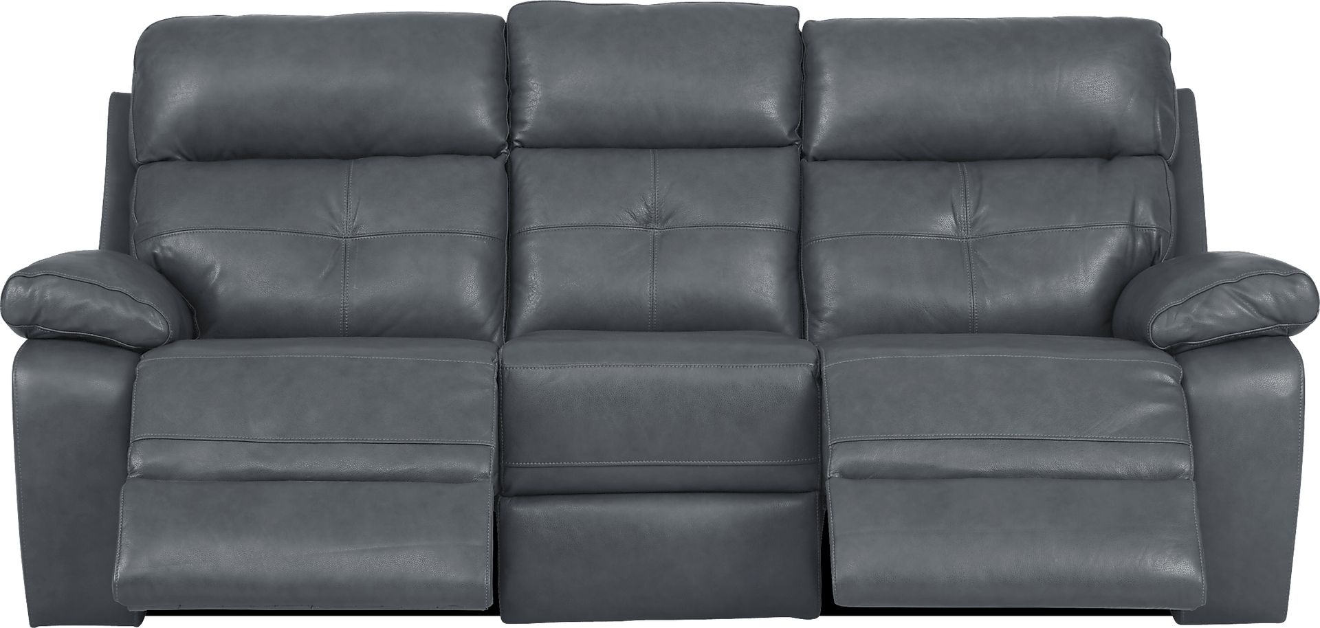 Cepano Blue Leather Reclining Sofa - Image 2