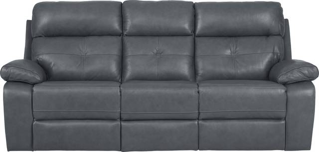 Cepano Blue Leather Reclining Sofa - Thumbnail - Image 1