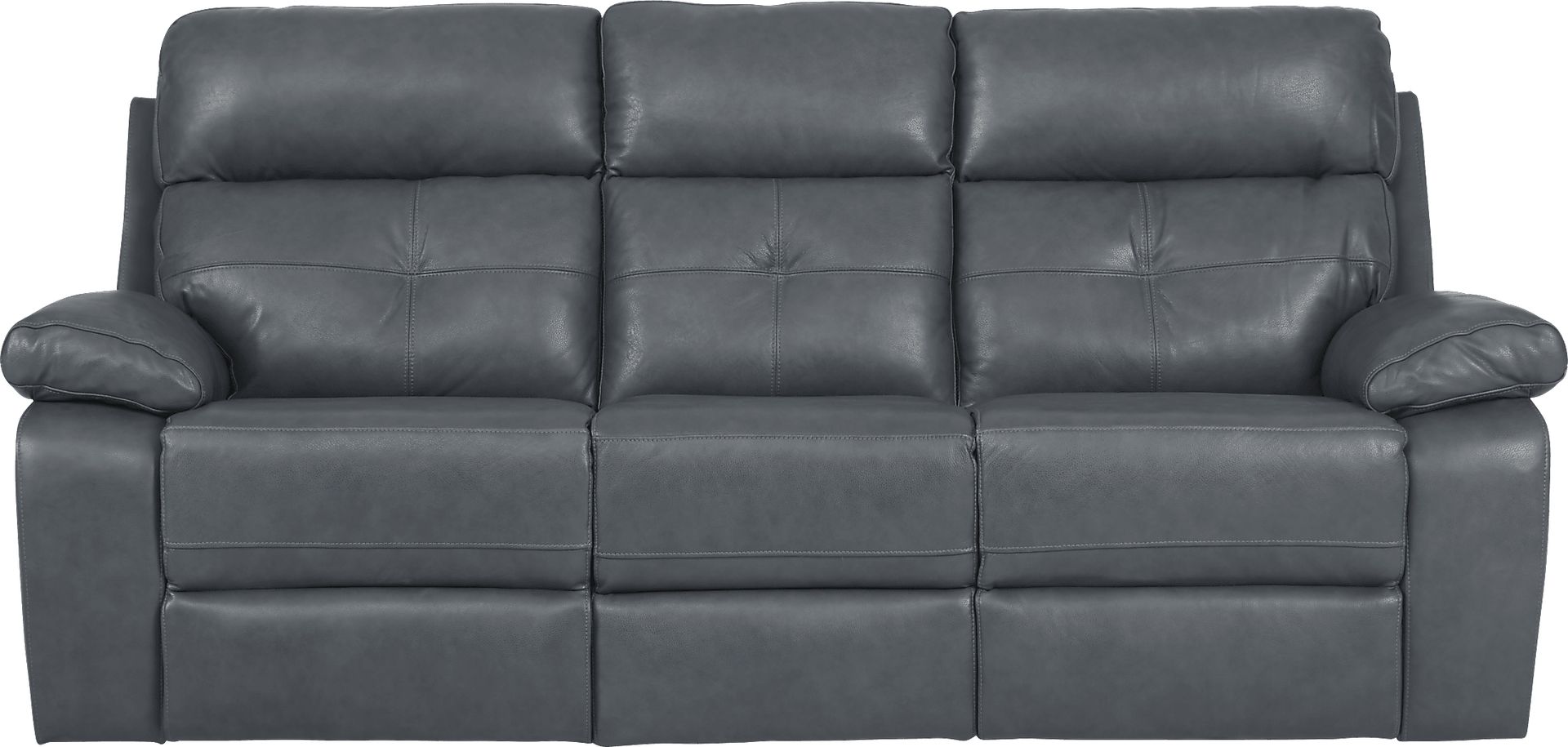 Cepano Blue Leather Reclining Sofa - Image 1