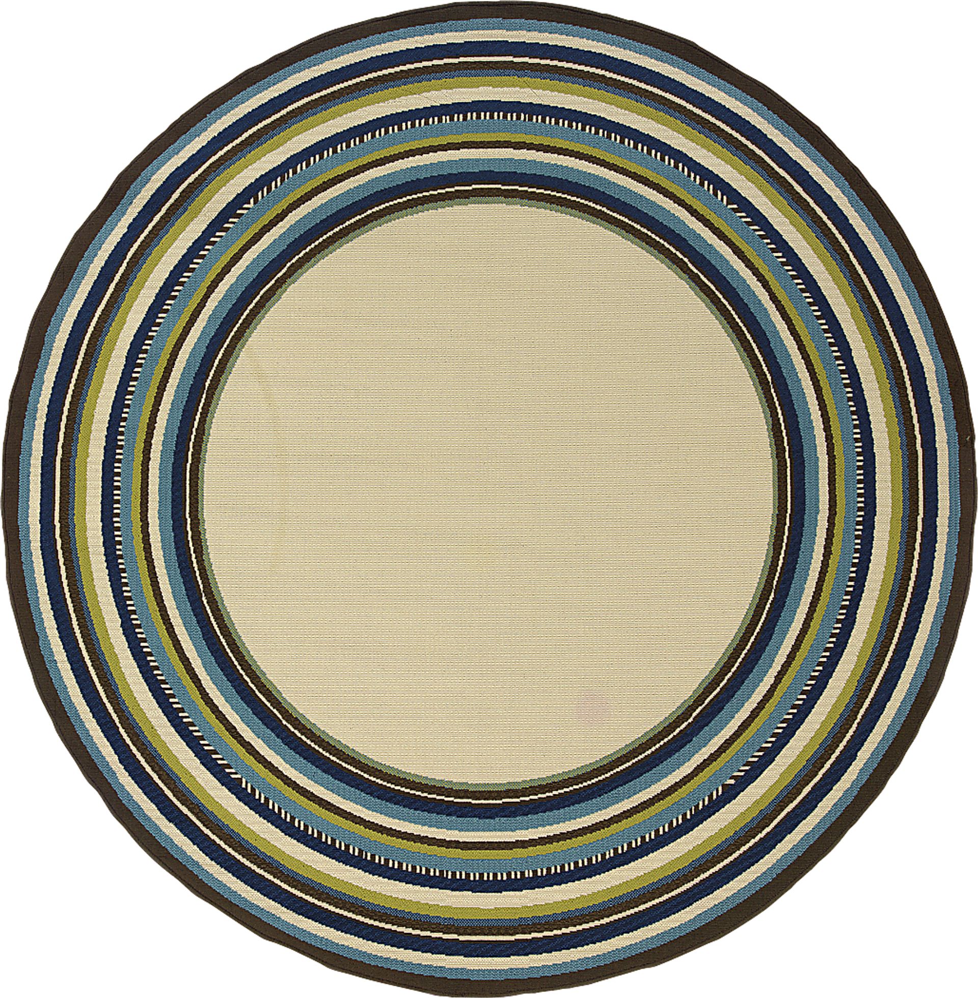 Cerimon Taupe 7'10 Round Indoor/Outdoor Rug - Image 1