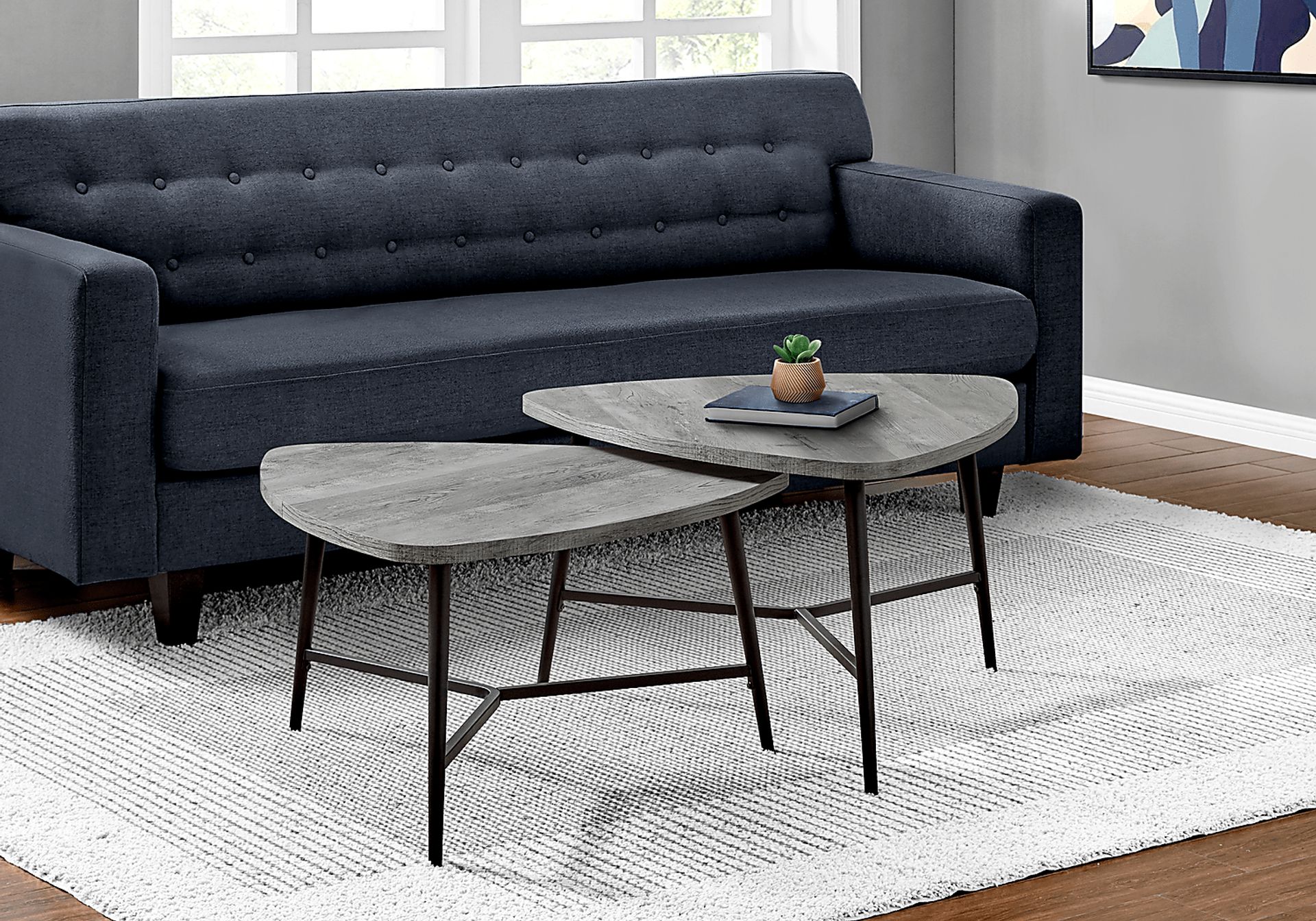 Cevallos Gray Nesting Cocktail Table, Set of 2 - Image 3