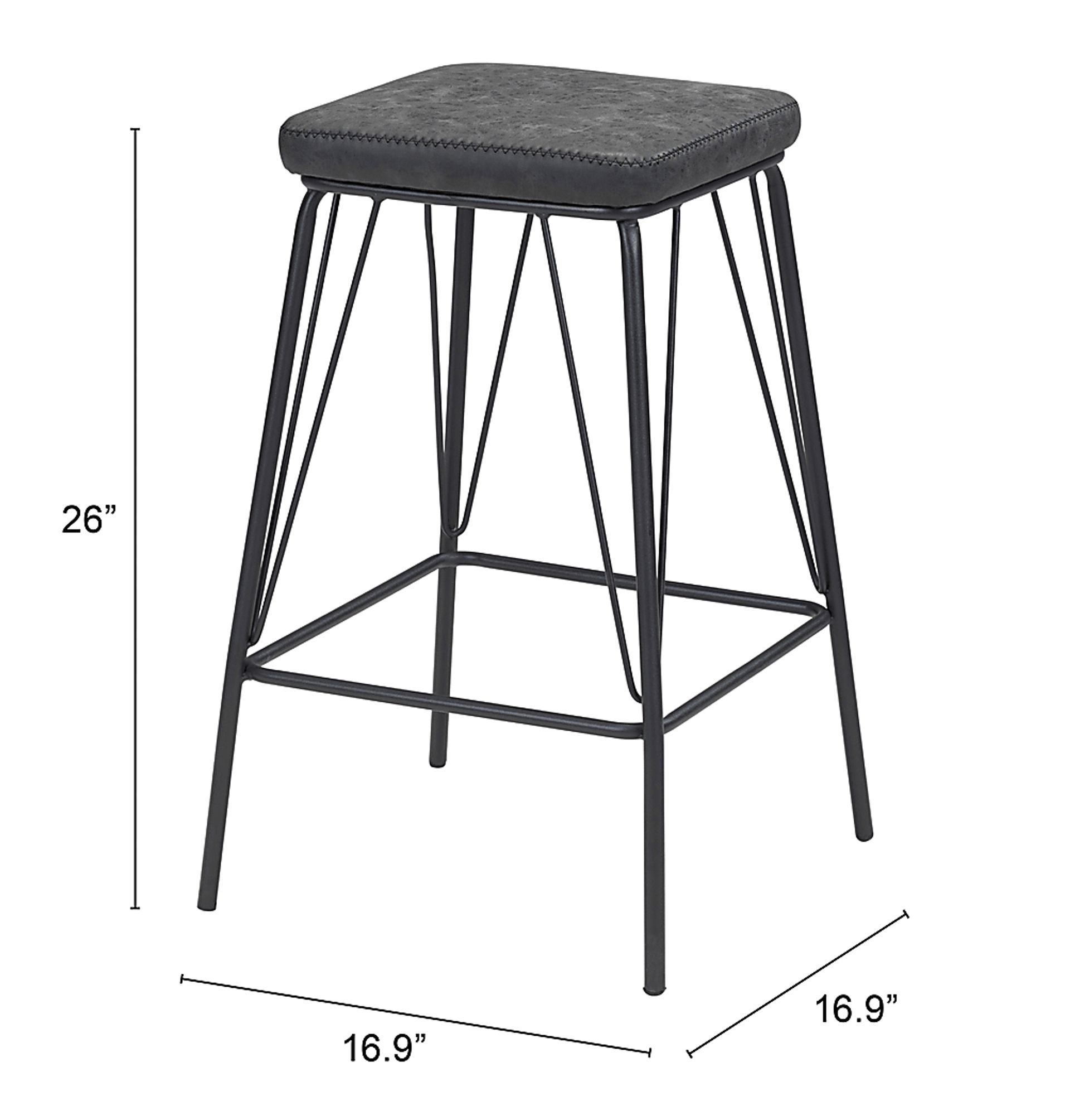 Chadron Black Bar Height Stool, Set of 2 - Image 7