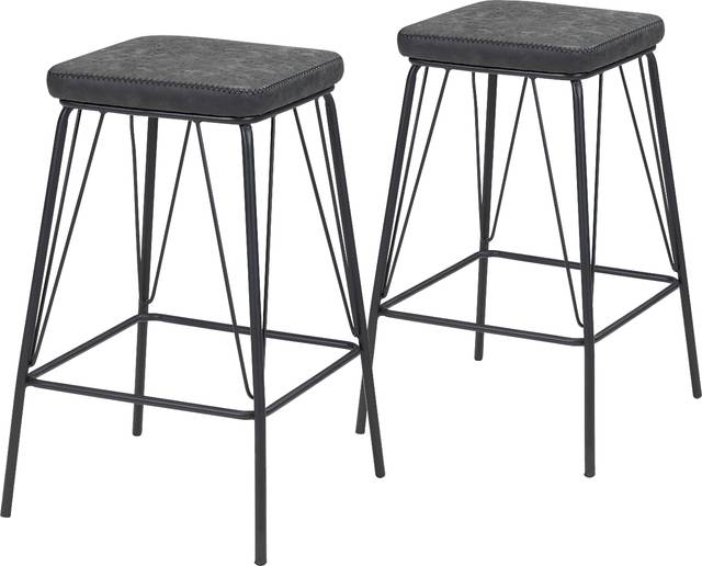 Chadron Black Bar Height Stool, Set of 2 - Thumbnail - Image 1