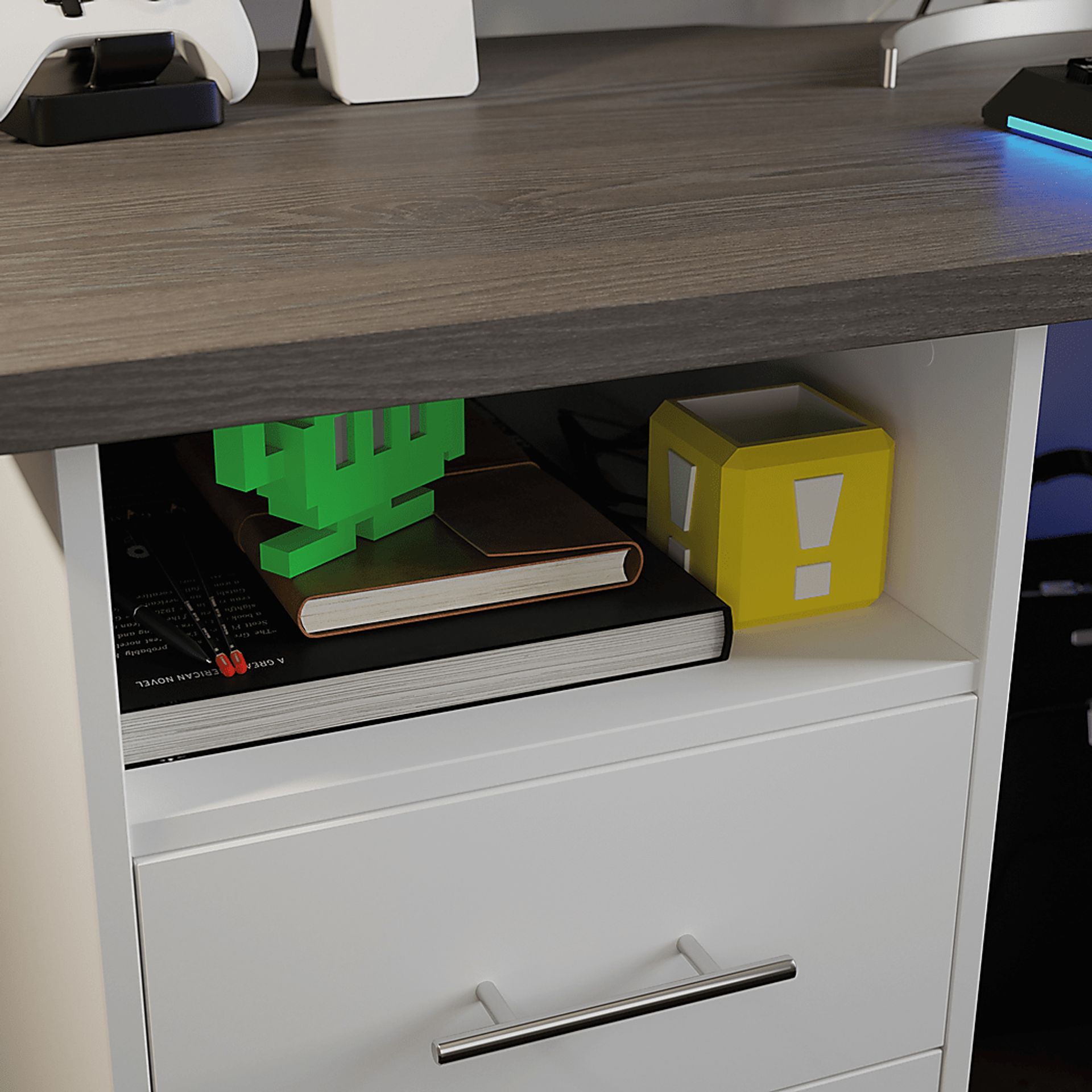 Chalcom White Gaming Desk - Image 4