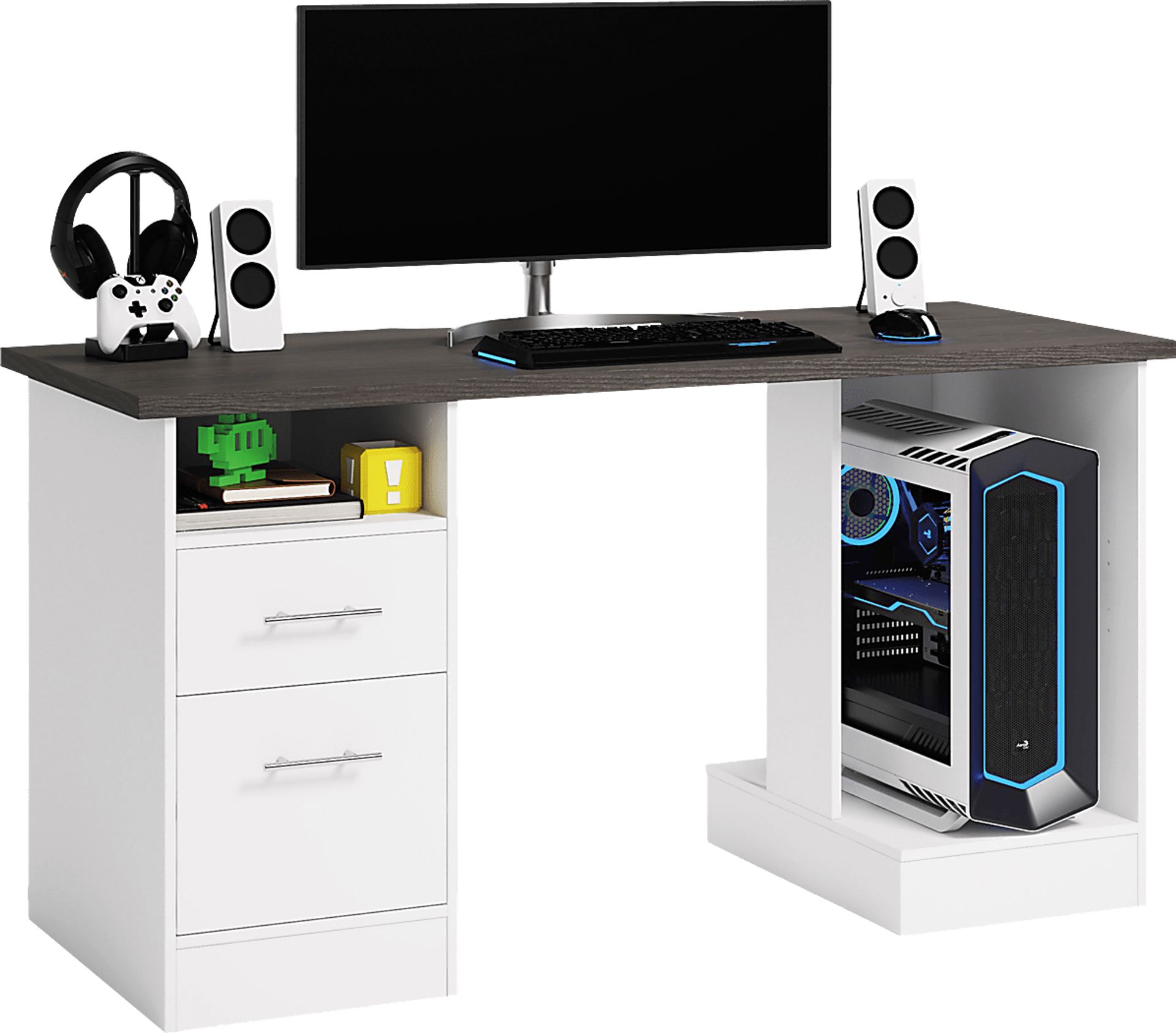 Chalcom White Gaming Desk - Image 5