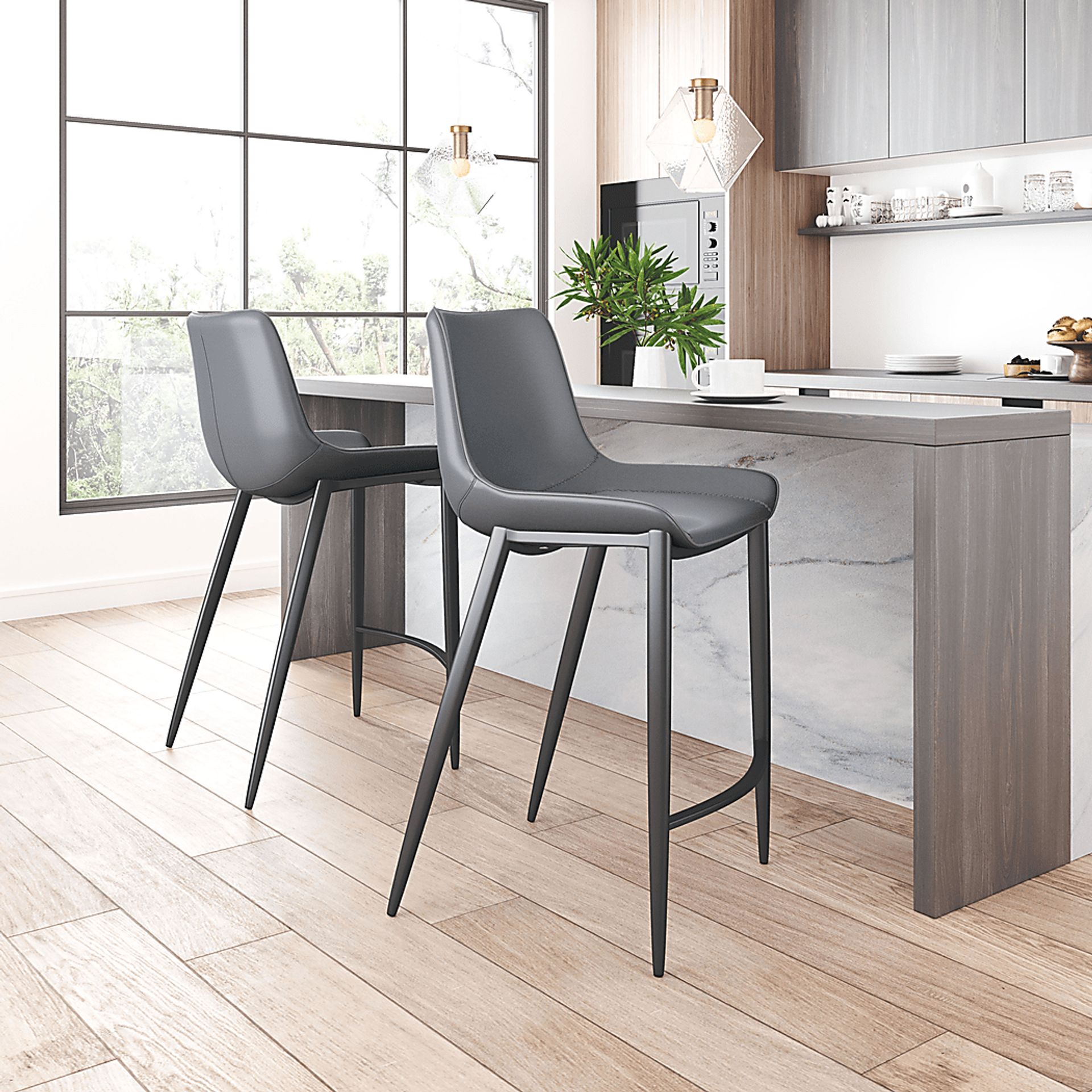 Chaleedony Gray Bar Height Stool, Set of 2 - Image 2