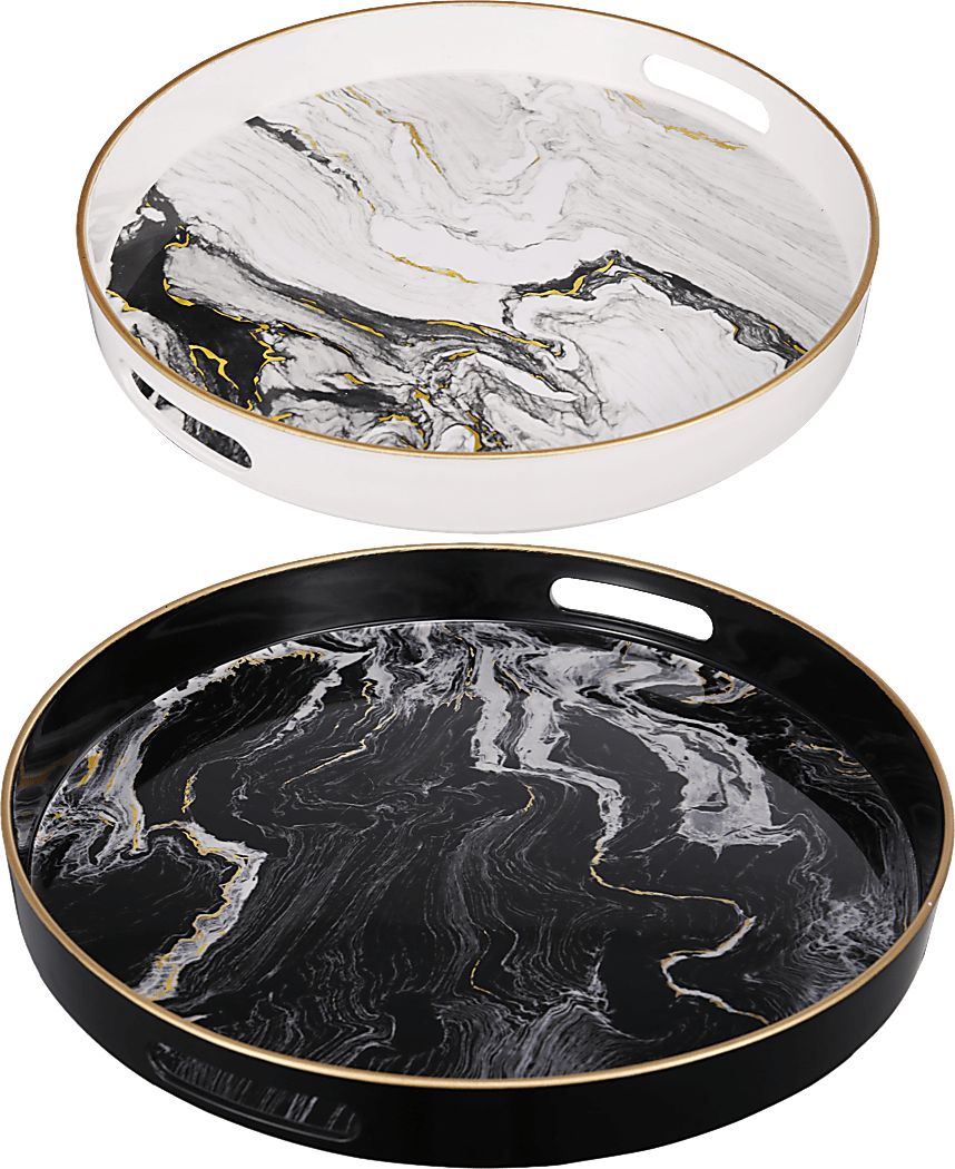 Chales Black/White Tray, Set of 2